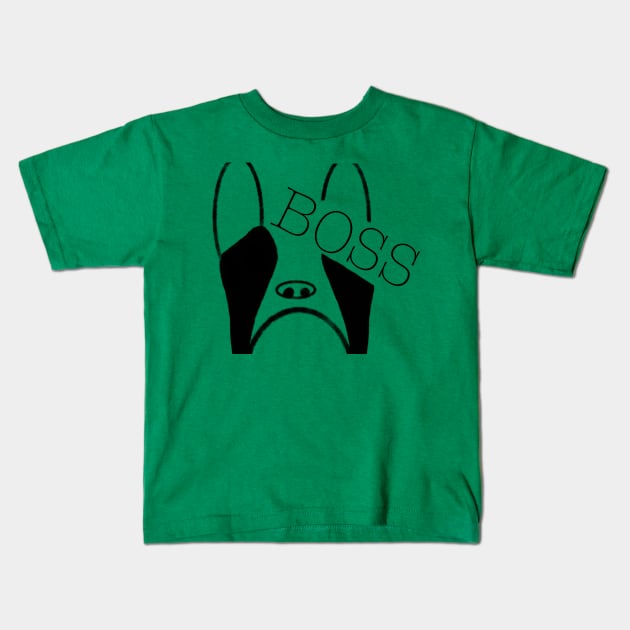 BOSS Boston Terrier Shirt Kids T-Shirt by GdotArroyo